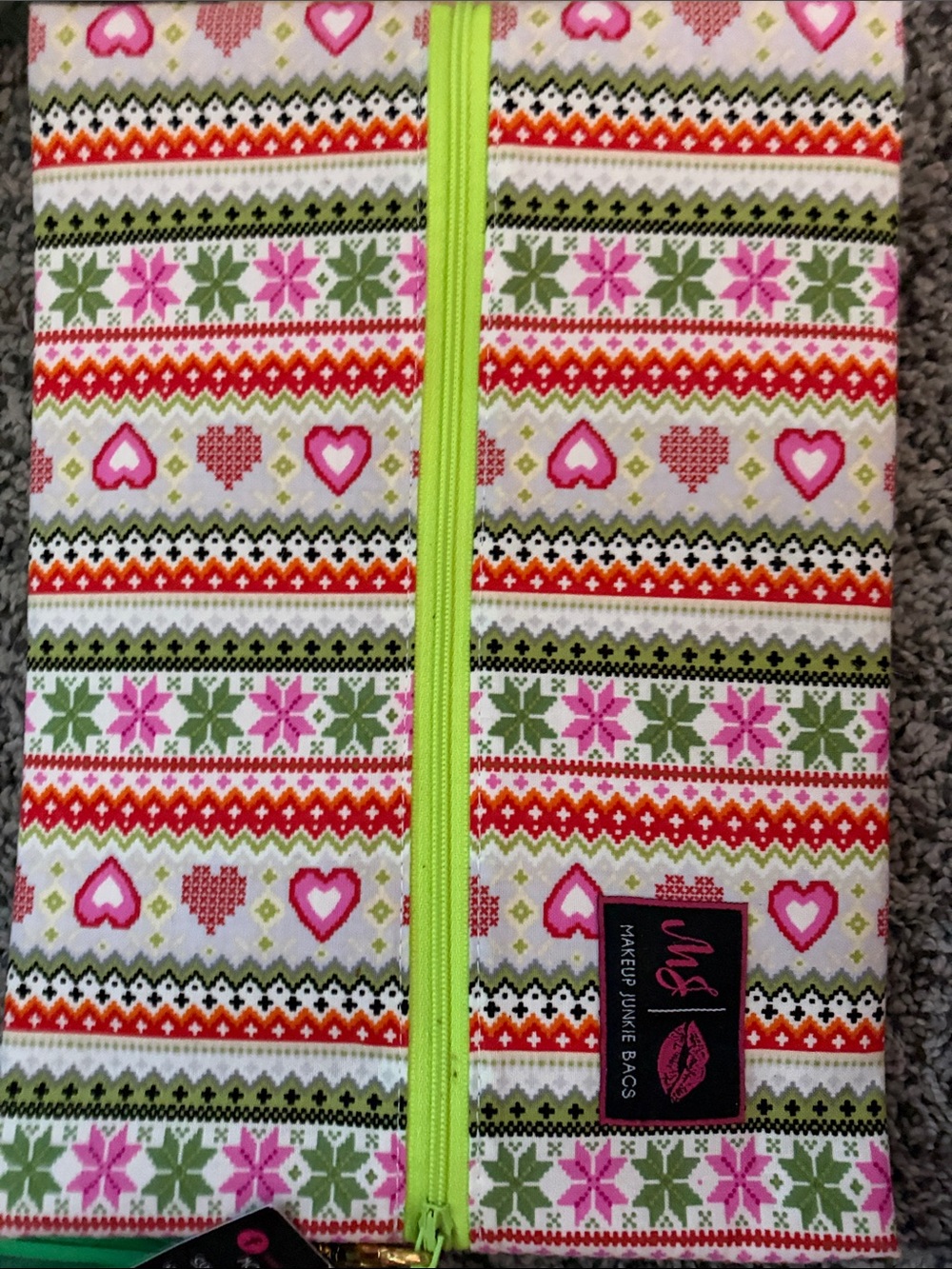 Make up junkie medium  - White, Pink & Green Pattern